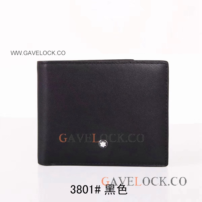 Copy Montblanc Men's Card Pocket Black Leather Wallet